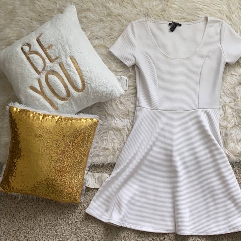 White Ribbed Forever 21 Skater Dress!